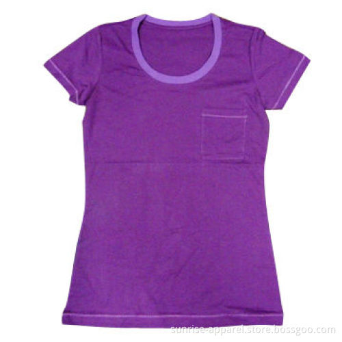Women's T-shirt with self fabric at neckline